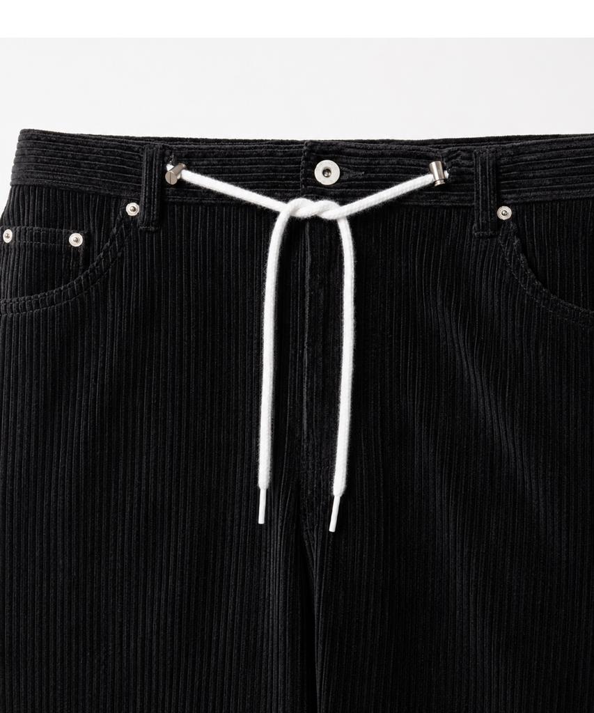 LENGAGEMENT Oversized Curved Corduroy Pants [Black]
