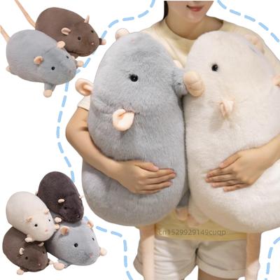 Non-Toxic 50/95Cm Cartoon Round Mouse Plush Doll Pillow Grey Brown White Black Long Tail Mouse Stuffed Animal Home Decor Gift For Kids