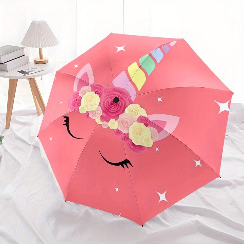 Magical Unicorn Floral Headband for KidsUmbrella, Portable 3-Fold Compact Umbrella,Christmas Gift ES444