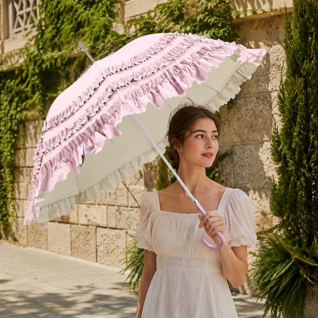Long-Handle Sun Umbrella Elegant Automatic Open Sunshade Waterproof