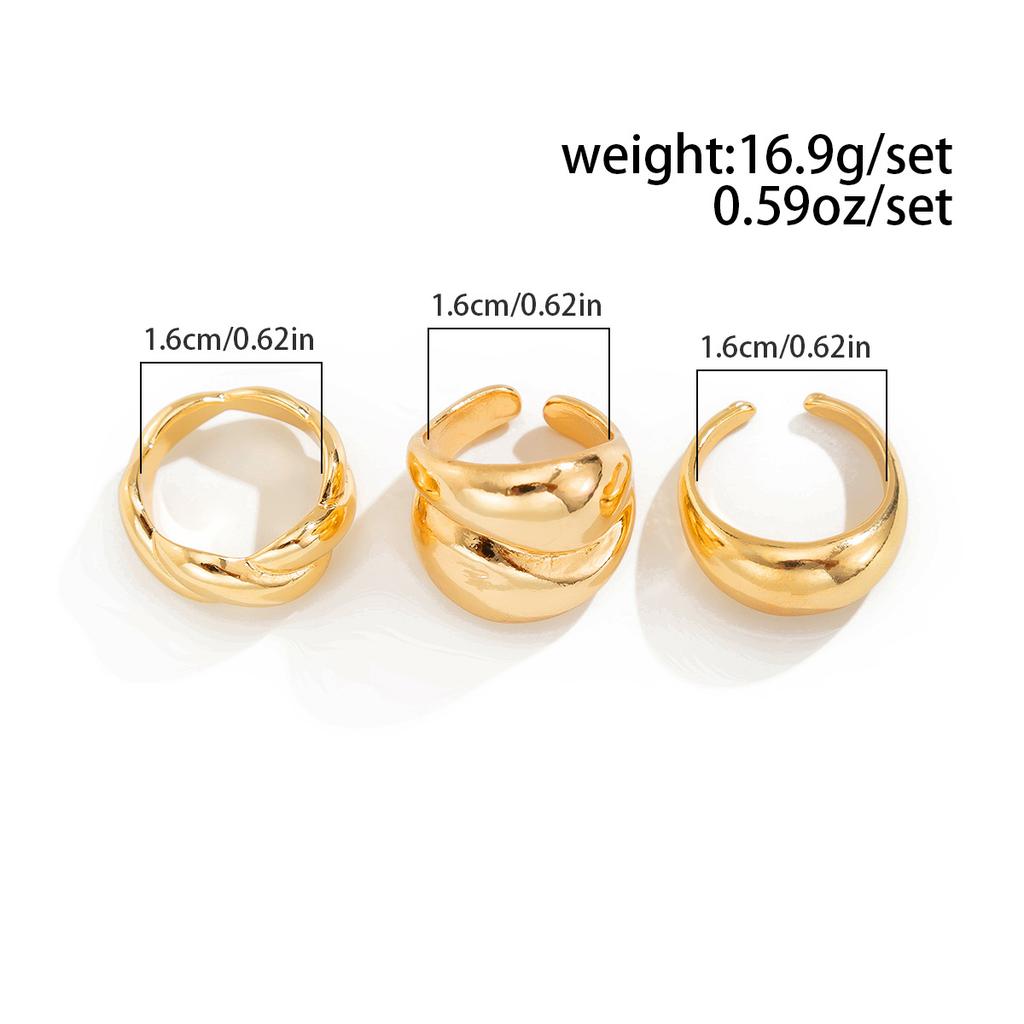 Liquid Metallic Glossy Metal Rings Set for Women Men Asymmetrical Open Elegant Gold Silver Color Adjustable Pearl Rings Punk Geometric Party Jewelry