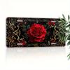 [ Activation] 2D Flat Car P 1pc [2D Flat], for Decoration Solely, Elegant Rose Floral License Plate | 6 X 12 Inches Rust-Proof Car Decor Sticker, Blac