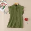 ZANZEA Summer Women Ruffled Sleeveless Lace Hem Frills Casual Tank Tops