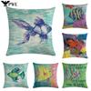 Cartoon Sea Biological Pattern Cushion Cover 45* 45Cm Linen Pillowcase Car Office Living Room Bedroom Sofa Decorative Pillowcase