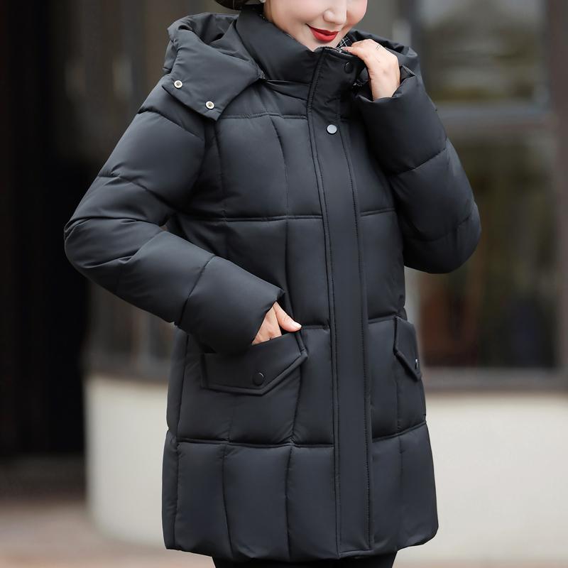 

Middle age Woman Winter Coats Hooded Casual Thick Warm Parkas Women s Jackets XL чёрный