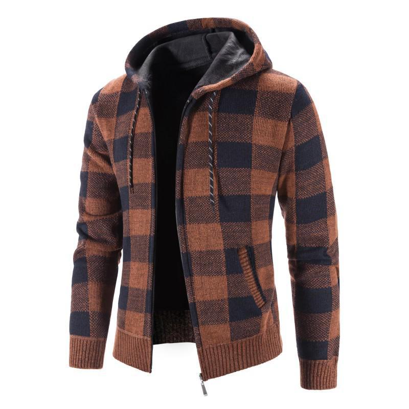 Men's Thick Knit Cardigan: Stand Collar, Plus Velvet, Casual and Loose Fit Sweater for Youth