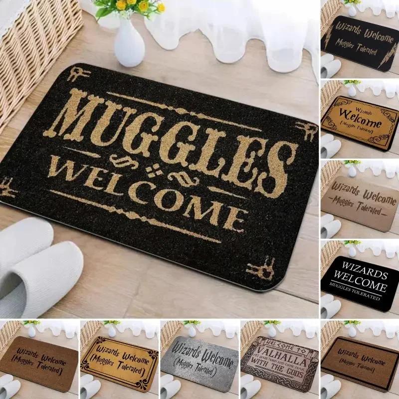 Welcome Muggles Entrance Mat Living Room Floor Decoration Carpet Non-Slip Easy To Clean Area Rug Home Office Washable Doormats