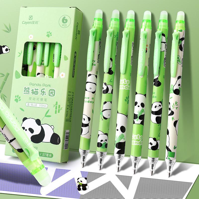 6Pcs Cute Capybara Panda Gel Pens Set Erasable Pens Office School Supplies Kawaii Aesthetic Stationery