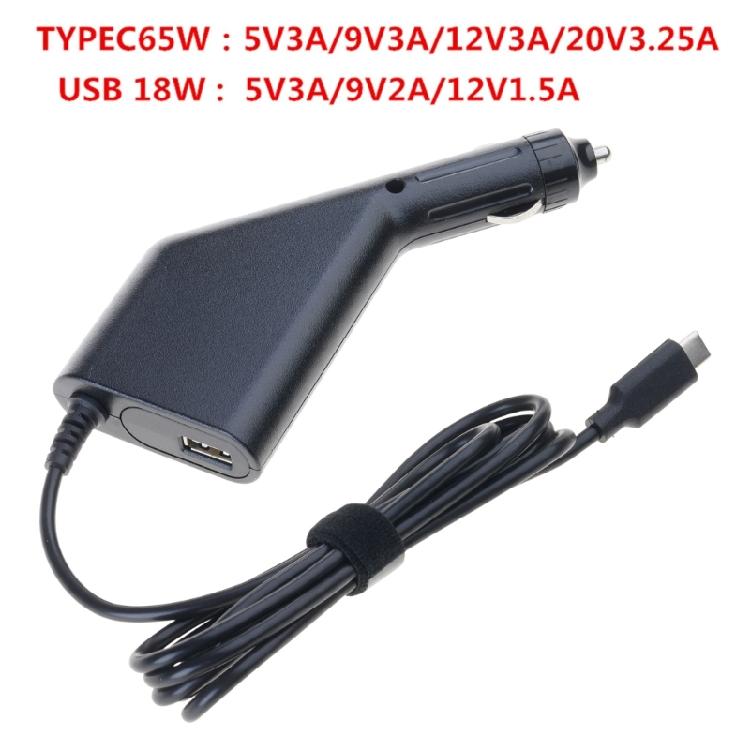 Portable Car Mount Charger 65W Type-C Power Adapter for Laptop USB Plug Charger