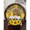 Vintage Metal Sign "Bee Is Our Guest" Flower Wreath Wall Decor Home Plaque