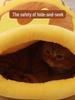 Cozy Semi-Enclosed Winter Nest for Cats & Dogs with Washable Mattress & Free Sleeping Pad