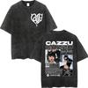 Vintage Washed Cazzu Latinaje Tour  Merch Tshirts Men Women Fashion Aesthetic Tshirt Summer Casual Loose Cotton T Shirts