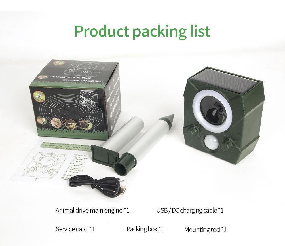 Solar-Powered Ultrasonic Animal Repeller: Waterproof Device for Birds, Rodents, and Cats