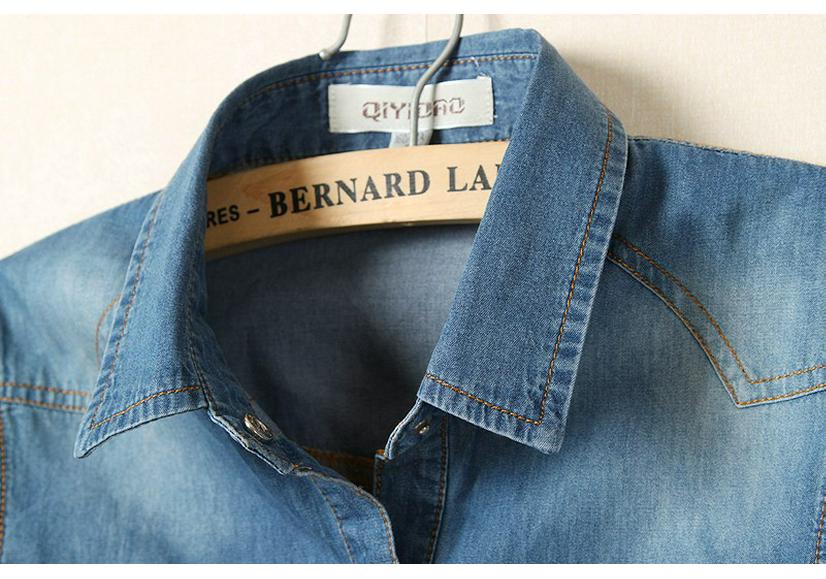 Women's Short Sleeve Lace-Up Denim Shawl Shirt-Jacket