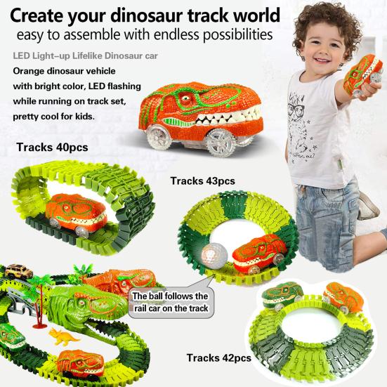 Kids Dinosaur Train Toy DIY Track Building Dino Train Fine Motor Skills Toddlers