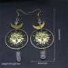 1 Pair Elegant Celestial Sun And Moon Drop Earrings With Artificial Crystal Fashion Jewelry For Women Match Daily Outfits Party Accessories.