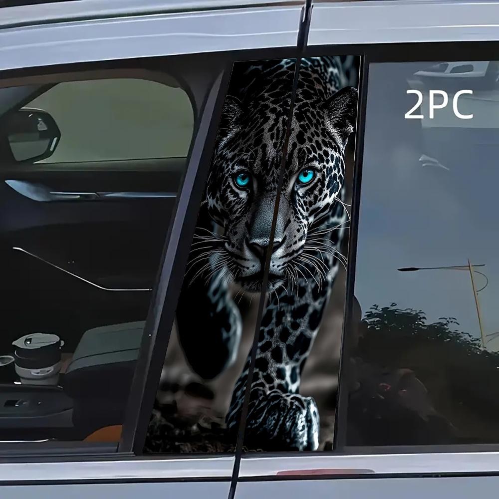 Pegatina para pilar B de coche de 2 piezas, con estampado de tigre y leopardo para hombre, autoadhesiva, resistente a los arañazos, animal, adecuada para coches, camiones