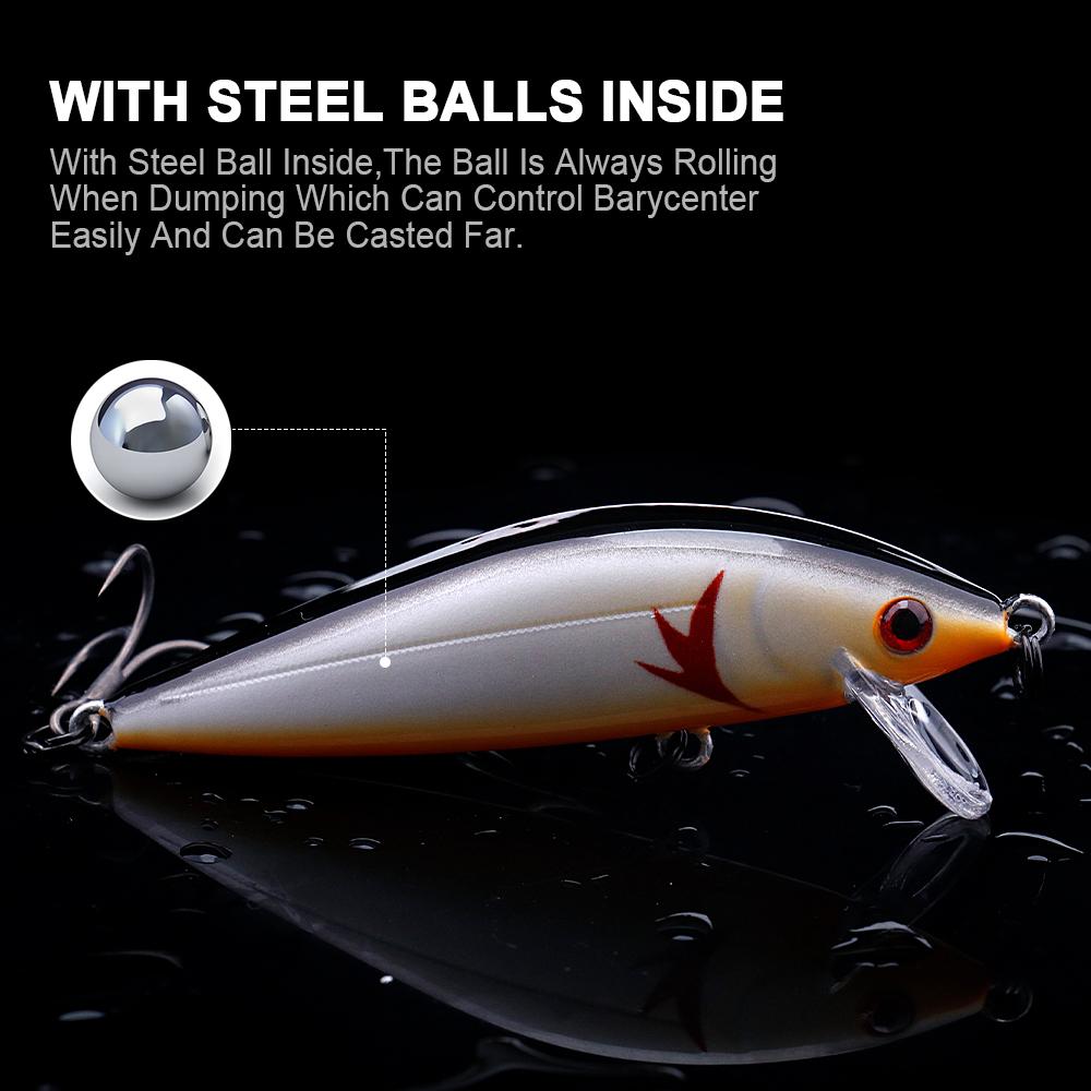 5 Sinking Minnows Fishing Lures Set with Tackle Box 70mm Hard Baits for Bass Trout Pike Jerkbait Crankbait Kit