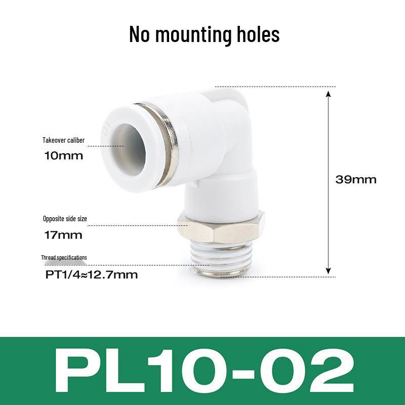 Premium White Male Thread Elbow PL8-02 Pneumatic Connector, 4-M5/6-01/10-03/12-04 Air Tube