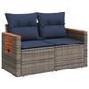 Sofa Set 6 Pieces Gray and Navy Blue Poly Rattan and Steel