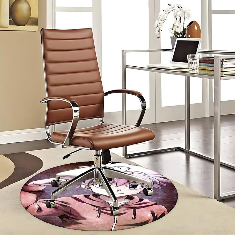 1pc Anime Character Round Carpet  Office Chair Mat, NonSlip Rug for Home Decor, Seasonal Gift, Suitable for Office, Living Room 80cm