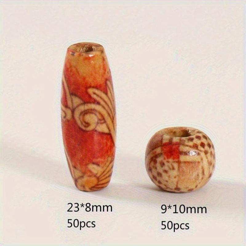 100Pcs/Bag Small Size Jewelry Type Mixed Wooden Beads Big Hole Beads Fit Charm Bracelet DIY for Jewelry Making.