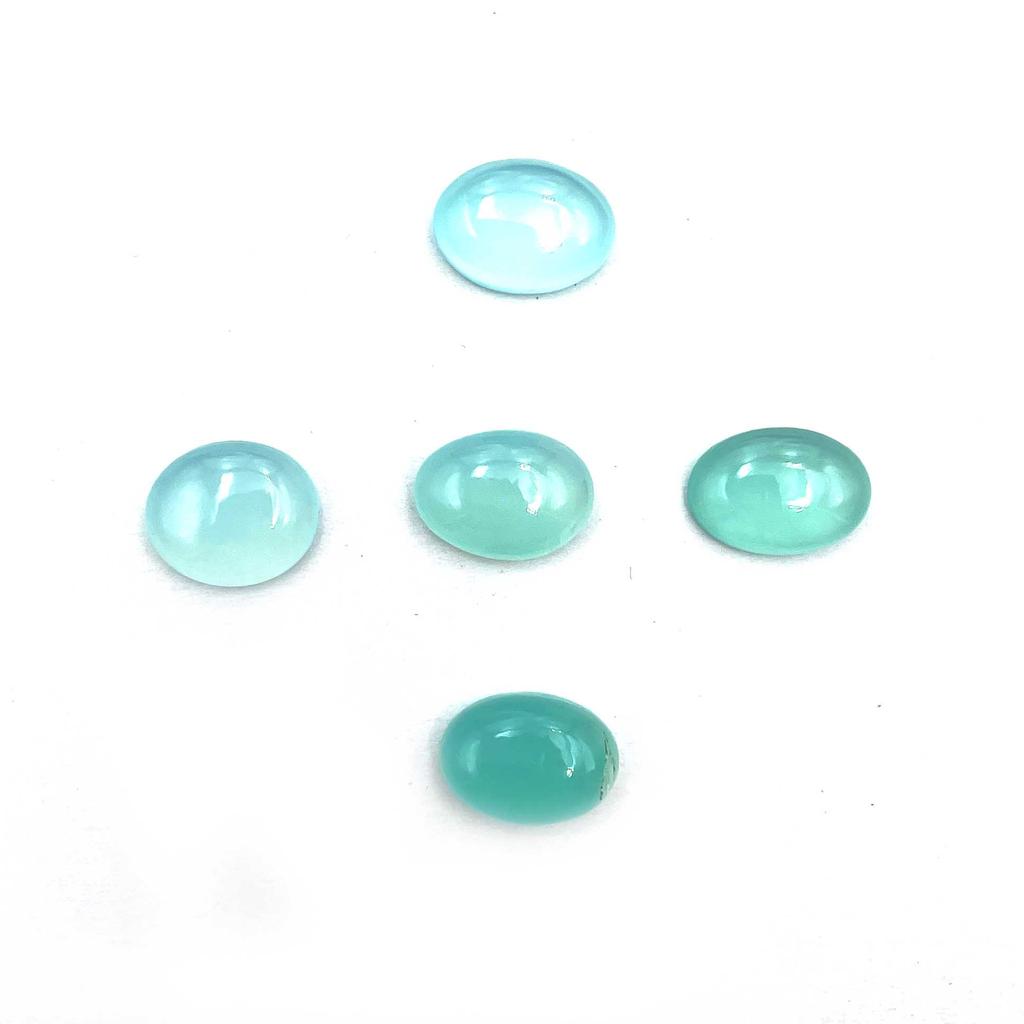 Natural Aqua Chalcedony Oval Cabochon Loose Gemstone Lot 6 Pcs 10*13 MM 30 CT For Jewelry Making