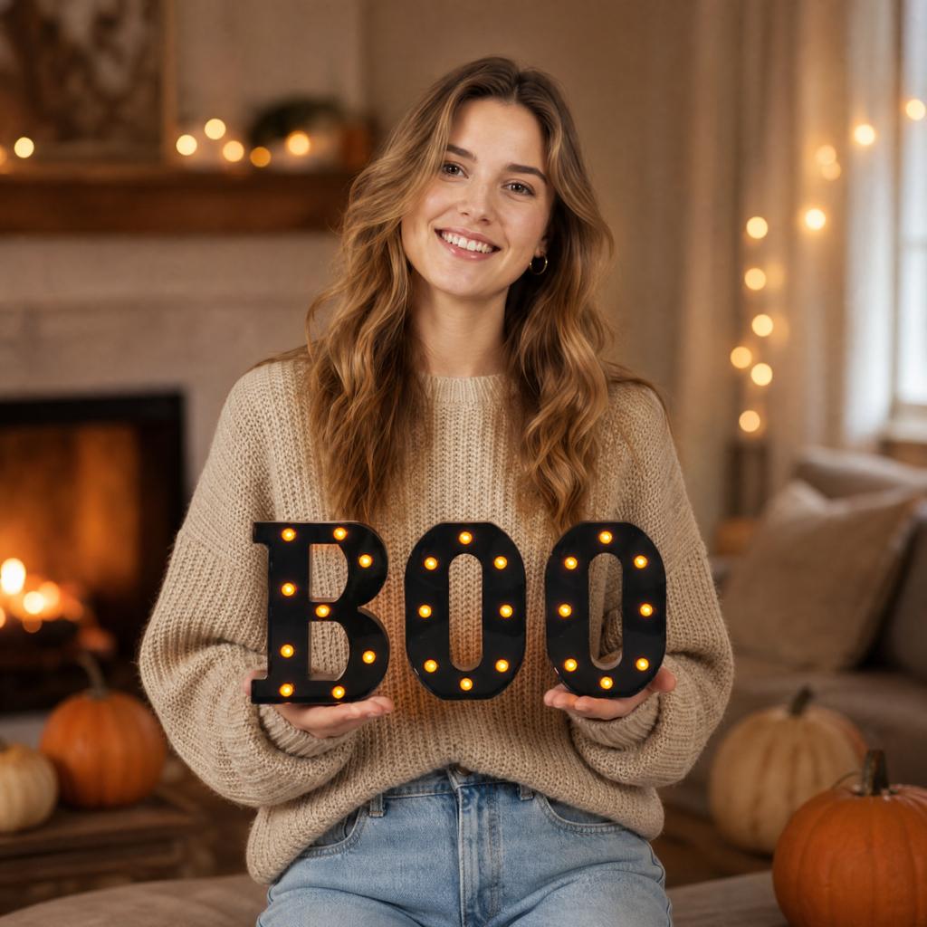 Glowing Sign Halloween Decoration for Indoor Outdoor Wall Hanging