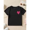 European sizes Summer Fashion Girls' Short-Sleeve T-Shirt with Heart Cartoon Pattern Double-Sided Print, Casual and Versatile Top