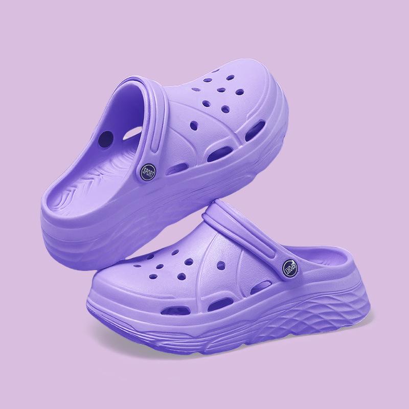 

Платформенные шлепанцы женские летние новые туфли с отверстиями обувь на платформе женская модная eva пляжная обувь DIY облачные сандалии 40/41 фиолетовый