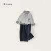 Girl Spring Dress Up Kids Cotton Long Sleeve Suit With Lace Trim For Ages 3 To 8
