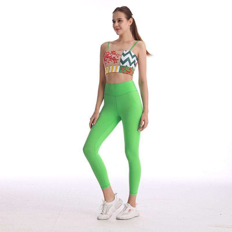 Fancy Yoga Clothes with Chest Pad Thin Bubble Wrap Backless Bra High Waist Hip Raise Yoga Pants Professional Workout Clothes