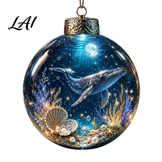 Ocean Inspired Bedroom Wall Decorations Animal Christmas Ball Ornament 3D Marine Life Hanging Decoration Underwater Sphere Ornaments Beach