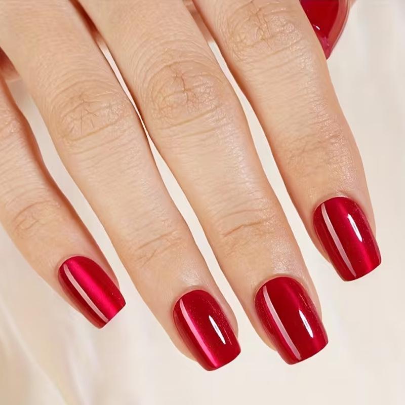 Cat Eye Wearable False Nails - Simple Whitening, Removable, High-End Nail Patches