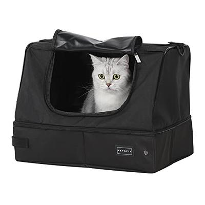 Petsfit Foldable Cat Litter Box with Leak-Resistant and Stable Construction, Lid, Two Washable Linings, Waterproof, 2-Way Opening and Closing, Portabl