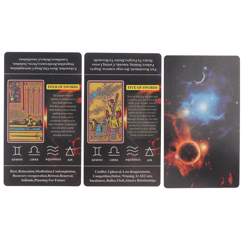 Yeni Başlayanlar İçin Üzerlerinde Anlamları Olan Tarot Kartları 78 Adet-Kart Cep Boyutu Tarot Öğrenme Destesi Falcılık Oyunu Masa Oyunu