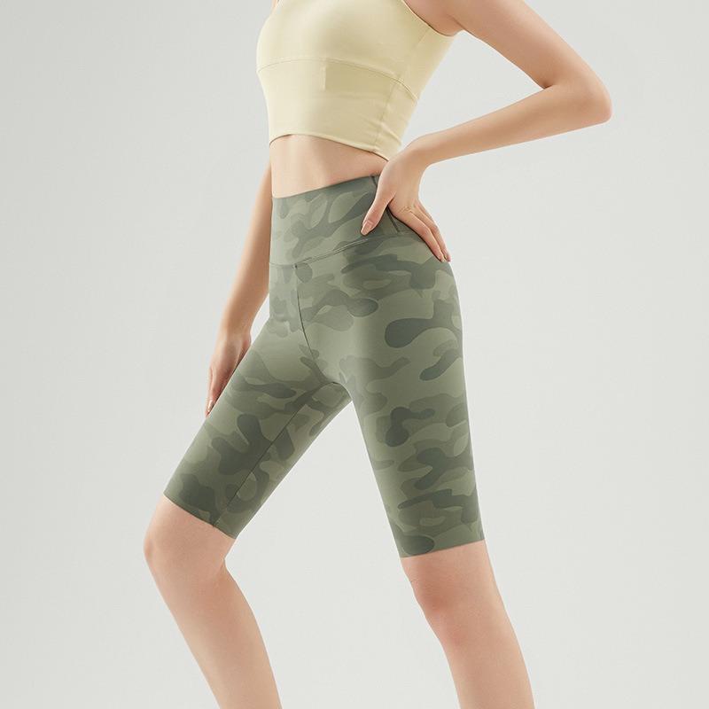 Camouflage five-point ice shark pants summer wear sports yoga pants women's hip lift belly women's leggings