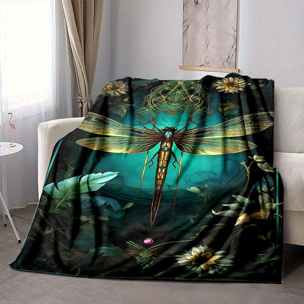 1pc Dragonfly Art Blanket Lightweight Blanket Throw Blanket For Sofa, Bed, Travel, Camping, Livingroom, Office, Couch, Chair yy251010006
