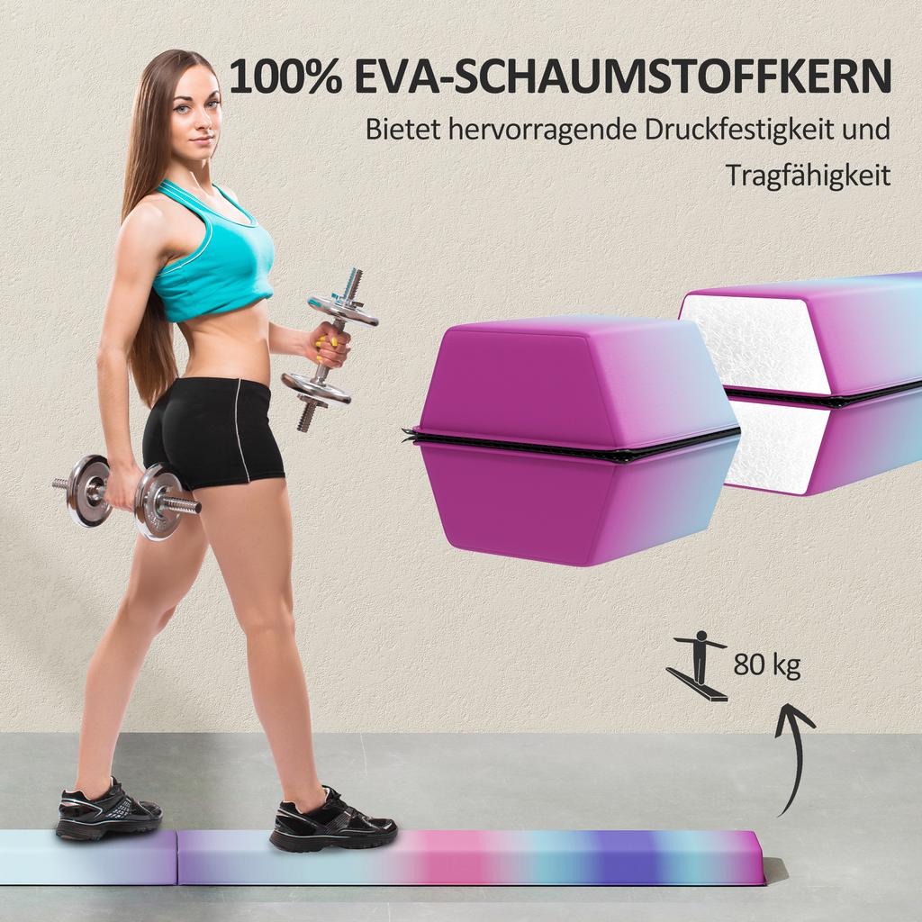 236 cm Foldable Balance Beam for Teenagers 80kg Colorful
