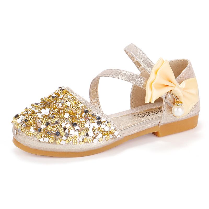 New Girl Shoes Summer Versatile Shiny Princess Shoes Exquisite Sweet Versatile Sandals Anti Slip Retro Simple Classic Kid Shoe