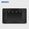 DELEFU Brazilian Model 118 Type 10A/20A Stainless Steel Black Durable PC USB Socket with Type-C 20W Fast Charging
