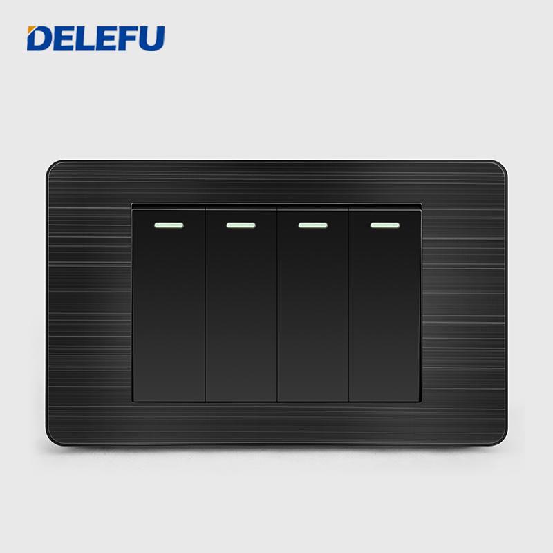 DELEFU Brazilian Model 118 Type 10A/20A Stainless Steel Black Durable PC USB Socket with Type-C 20W Fast Charging