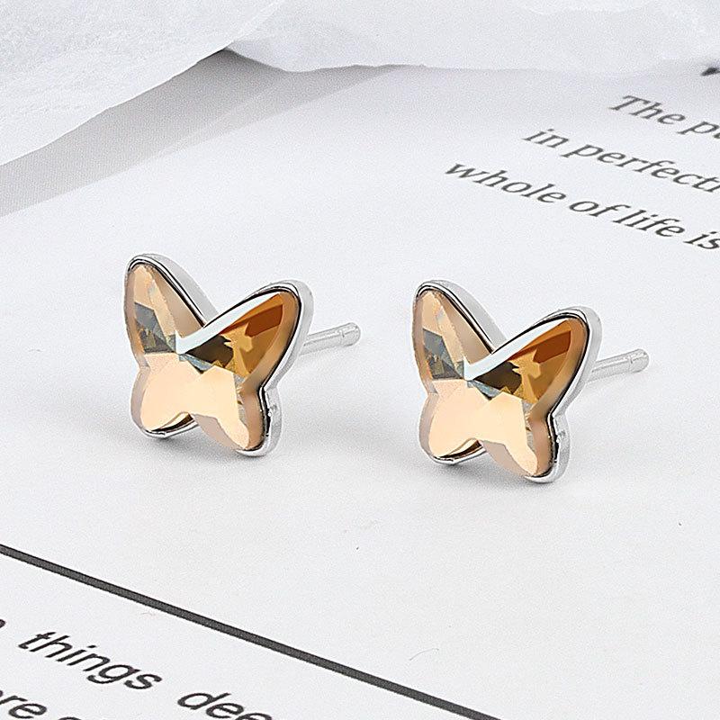 Simple Butterfly Sapphire Stud Earrings For Women Summer Fashion Jewelry Elegant Dangle Earrings Gift