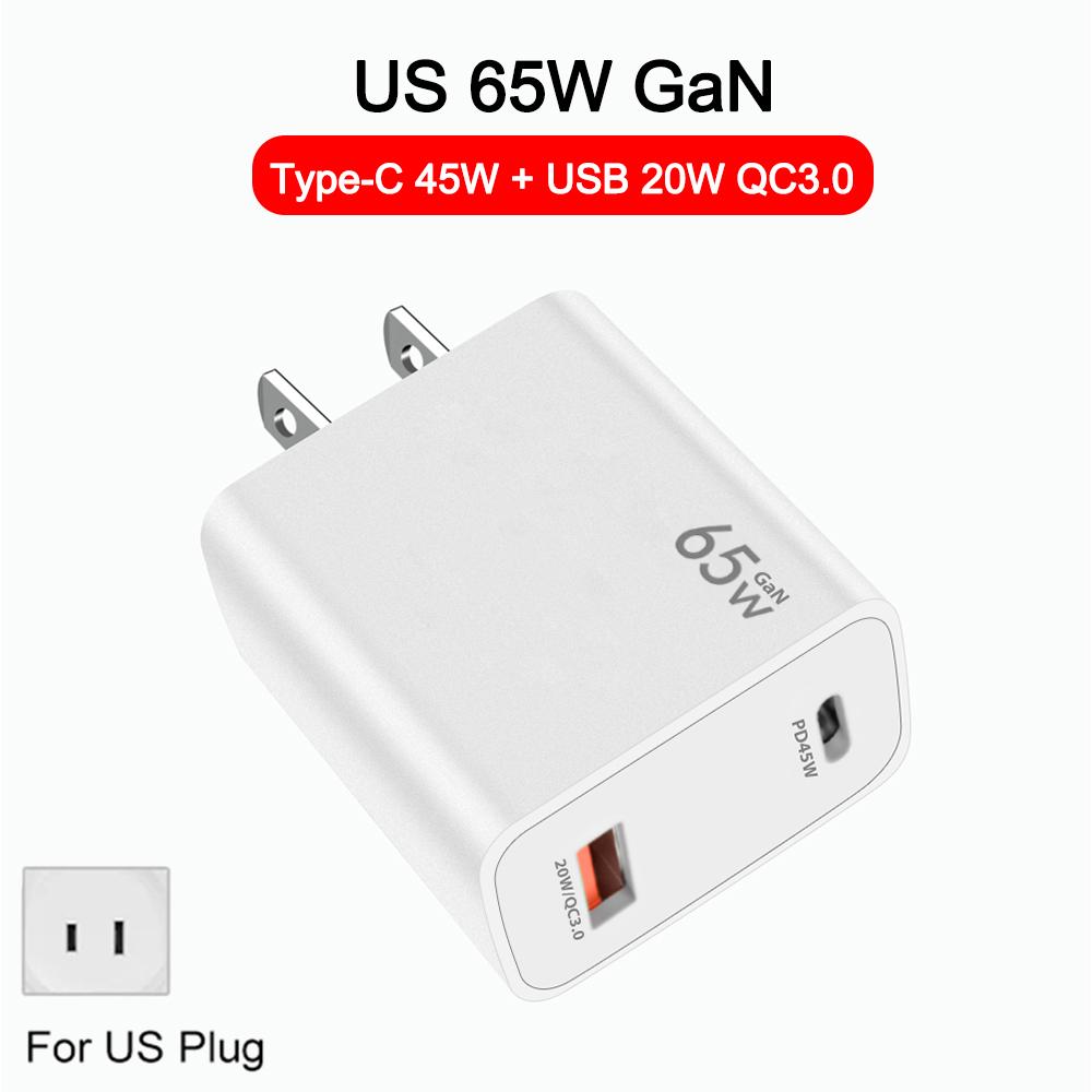 

65 Вт GaN USB Type C Plug адаптер быстрое зарядное устройство для iPhone Samsung Xiaomi OPPO быстрая зарядка USB C зарядное устройство аксессуары для телефонов US 65W GaN Charger
