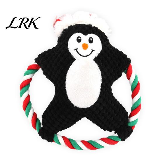 Festive Dog Chew Toys Christmas Plush Toy, Squeaky Toy with Cotton Rope, Bite Resistant Santa Claus Holiday for Small Medium Dogs, Interactive