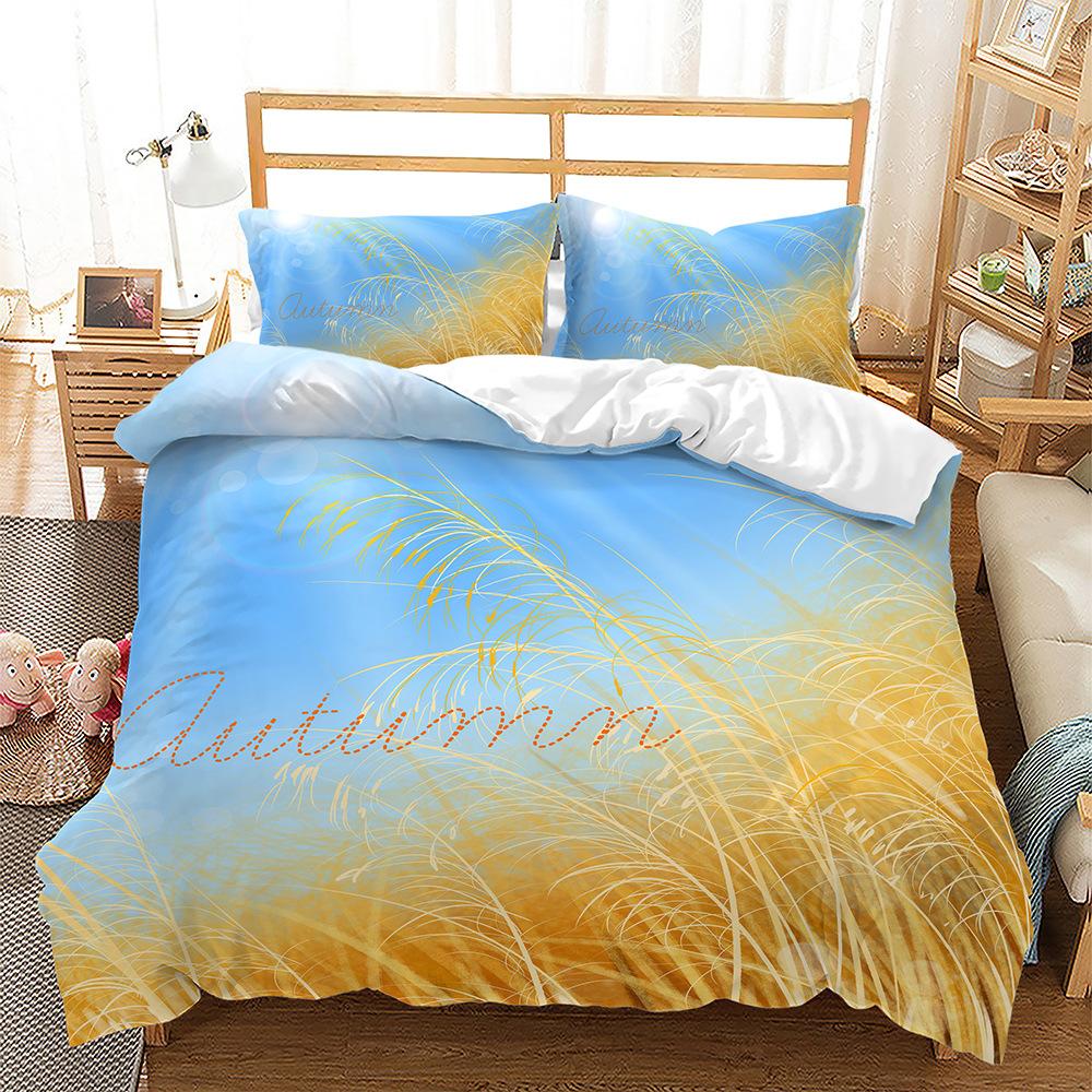 Natural Scenery Theme Duvet Cover Set 3D Print Reed Dandelion Flowers Polyester Bedding Set for Kids Boys Girls King Queen Size