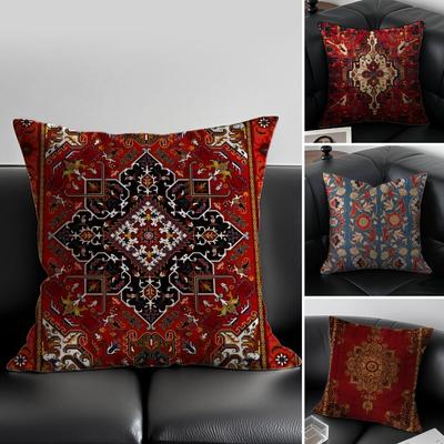 Vintage Persian Style Pillow Cushion Cover Pillow Case Antidustmite Invisible Zipper Silky Plush Cushion