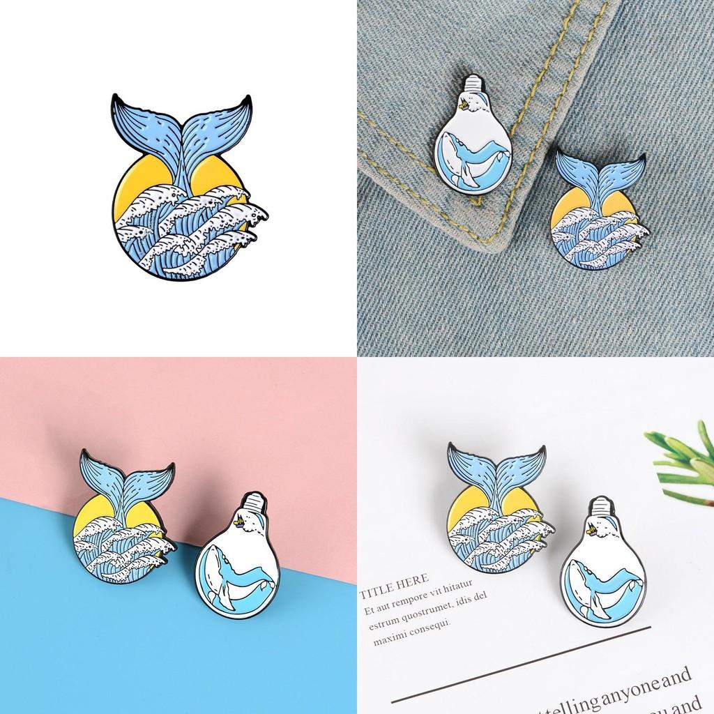 Adorable Cartoon Whale Animal Brooch Stylish Alloy Pin Unique Tail Design For Fashion