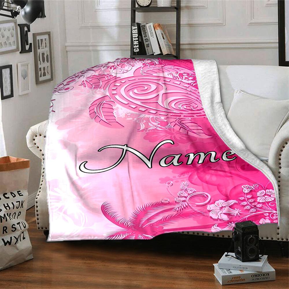 Floral Pink Home Blanket Customize Your Names Soft Comfortable Lightweight Allseason Multipurpose Blanket For Picnics Sofas Offices Beds Living Rooms