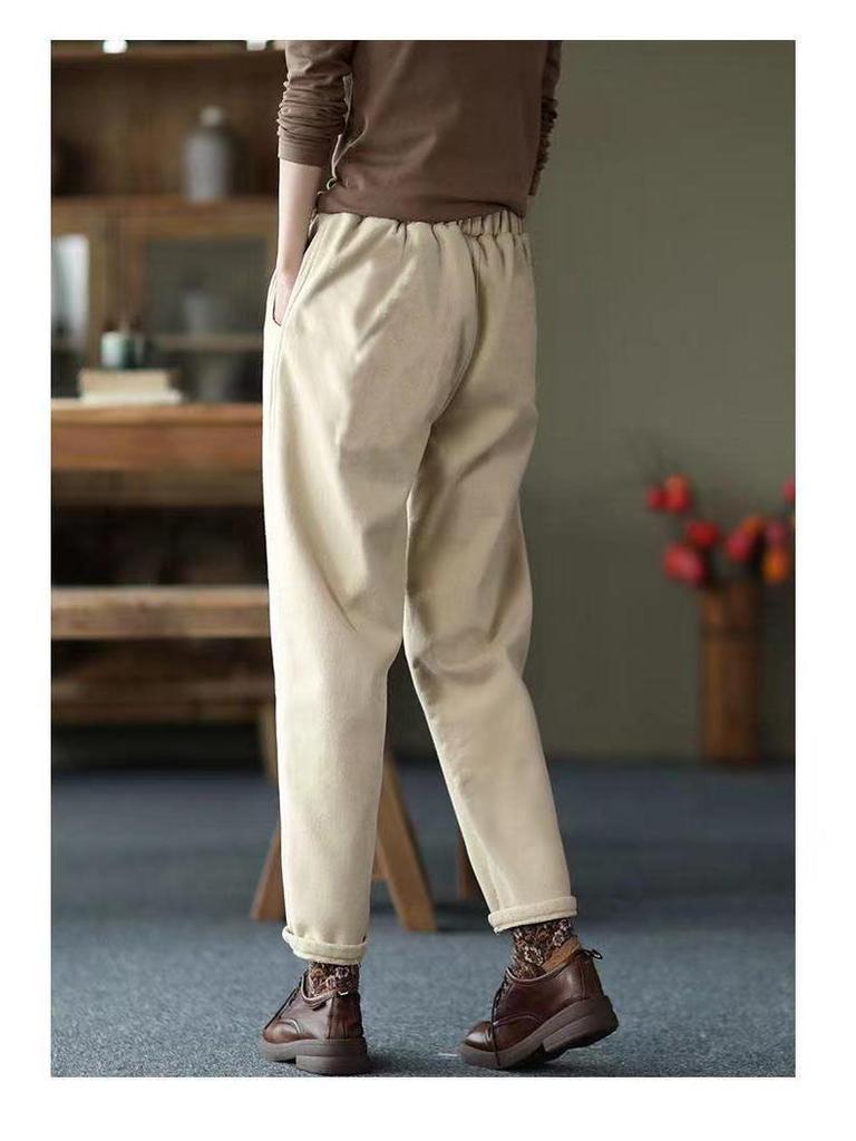 Dames harembroek met verdikte taille, herfst/winterstijl 2026, modieuze elastische taille, lange, comfortabele broek